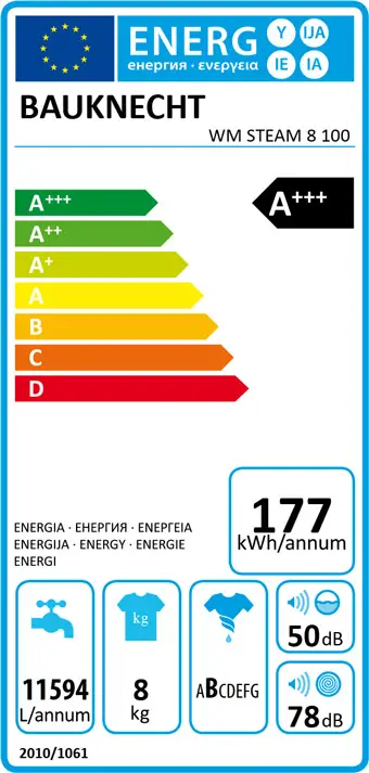 Bauknecht WM STEAM 8 100: Energieeffizienzklasse