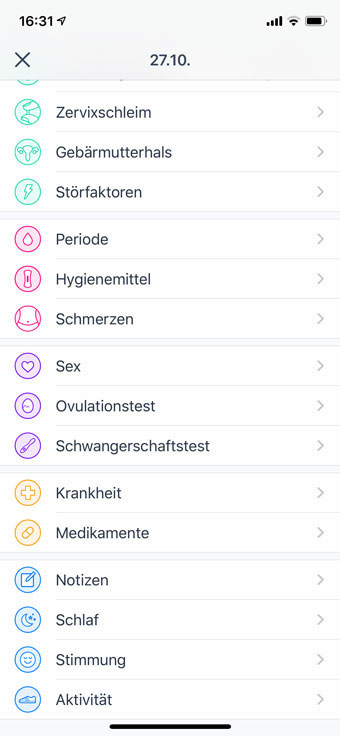 Wer es der Ovy-App noch leichter machen möchte, den aktuellen Zyklus zu analysieren, kann auch noch eine Vielzahl anderer Körperzeichen einpflegen: Hier lassen sich alle nur vorstellbaren Daten einspeichern – vom Sexualempfinden („Sex“), über das aktuelle Gemüt („Stimmung“) bis hin zu aktuell empfundenem Stress („Störfaktoren“). Beurer OT 30