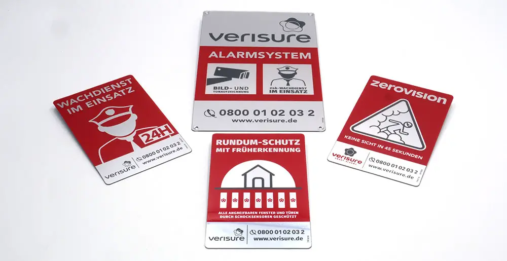 Verisure Alarmsystem: Schilder und Sticker