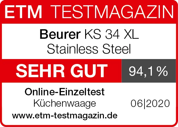 Bewertungssiegel Beurer KS 34 XL Stainless Steel
