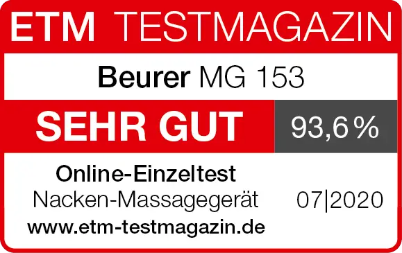 Bewertungssiegel Beurer 4D Nacken-Massagegerät MG 153