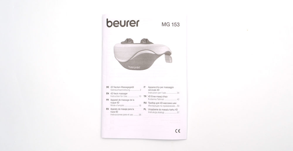 Beurer 4D Nacken-Massagegerät MG 153: Bedienungsanleitung