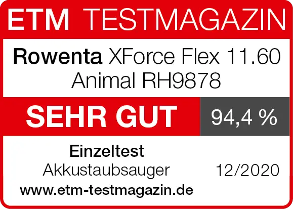 Bewertungssiegel Rowenta XForce Flex 11.60 Animal RH9878