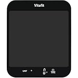 Vitafit 15kg Digitale Küchenwaage, Multifunktions-Lebensmittelwaage, Digitalwaage mit LED-Display, Gehärtetes Glas Gewicht Gramm 1 g Richtigkeit,Schwarz