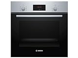 Bosch HBF133BR0 Serie 2 Einbau-Backofen, 60 x 60 cm, EcoClean Direct Reinigungshilfe, 3D Heißluft Backen auf 3 Ebenen, LED-Display, Schnellaufheizung, Kindersicherung, Schwarz, Updated