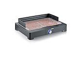 SEVERIN Tischgrill mit Edelstahl-Grillrost für drinnen und draußen, Elektrogrill mit schnellem Grill-Start, Balkon Grill ohne Verbrennungsgefahr, Schwarz, PG 8565