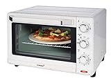 Korona 57158 Multifunktions-Toastofen Weiß/Edelstahl I 24 Liter I kleiner Pizzaofen I Kompakt Backofen I Mini Grillofen I Grillrost I Backrost I Umluft-Funktion I Pizzastein