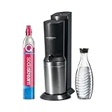 SodaStream Wassersprudler Crystal 3.0 Quick-Connect CO2-Zylinder und 1x Glaskaraffen, Silber, Schwarz/Titan, 45 cm