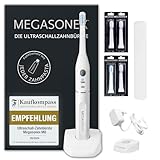 MEGASONEX Ultraschall-Zahnbürste M8 Set - Mit 2 Vibrations-Stufen - zusätzlich inkl. 2x Bürstenköpfe Soft Weiß