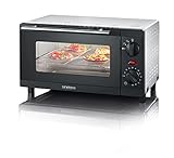 SEVERIN Mini Back- und Toastofen, kompakter Backofen inkl. Grillrost und Backblech, mit Ober- und Unterhitze, 800W, 9 L, silber /schwarz, TO 2052