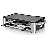 WMF Lono Raclette Grill mit Pfännchen und Schiebern, Raclette 8 Personen, 1500 W, edelstahl matt