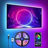 Romwish LED TV Hintergrundbeleuchtung, 3M LED Strip USB Bluetooth LED Licht für 40-50 Inch RGB 5050 APP Control Sync mit Music Bias Lighting Beleuchtung für HDTV, TV-Bildschirm, PC