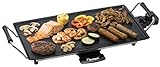 Bestron elektrischer Tischgrill, Plancha-/Teppanyaki-Grillplatte mit Antihaftbeschichtung, Grillspaß für bis zu 4 Personen, 2.000 Watt, Farbe; Schwarz, 47,5 x 25,5 cm