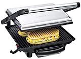 Tefal Kontaktgrill Inicio GC241D | Elektrogrill/Sandwichtoaster | Fettarmes Grillen | Panini,Toasts,Steak,Gemüse | Antihaftbeschichtete Grillplatten | 2000W | 36.3x10.8x33.2cm | Edelstahl/Schwarz