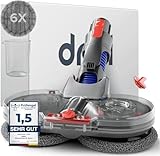 Dripl Wischaufsatz für Dyson V7/V8/V10/V11/V15/Gen5 Staubsauger, Elektrischer Bodenwischer mit Abnehmbaren Wassertank und 6 Waschbare Mopps + 1 Füllbehälter