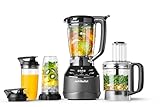 nutribullet Full Size Blender Combo, Elektrischer Mixer, Multifunktionaler Zerkleinerer, Profi, 1200 Watt Leistung, 1,89l Krug, 946ml und 710ml Gläser, schwarz, NBF500MB