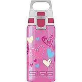 SIGG - Trinkflasche Kinder - Viva One Hearts - Für Kohlensäurehaltige Getränke Geeignet - Auslaufsicher - Spülmaschinenfest - BPA-frei - Sport & Schule - Pink mit Herzen - 0,5L