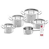 Fissler Original-Profi Collection/Edelstahl-Kochtopfset, 5-teilig, inkl. Metall-Deckel + Gratis Edelstahlpflege - Induktion [Exklusive bei Amazon], Silber