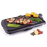 Duronic GP20 elektrischer Tischgrill 2000 W, Plancha Teppanyaki Grill, 52 x 27 cm Grillplatte, Flache Antihaft Oberfläche zur einfachen Reinigung, Stufenlose Temperatureinstellung, Okonomiyaki