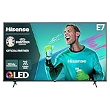 Hisense 43E7NQ 108 cm (43 Zoll) Fernseher, 4K UHD, QLED, HDR10, HDR10+ decoding, HLG, Dolby Vision Atmos, 60Hz Panel, Smooth Motion, Bluetooth, Alexa Built-in, VIDAA Voice, Schwarz [2024]