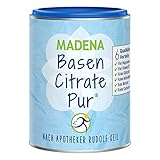 MADENA BasenCitrate Pur, Basenpulver 216g, organische Basen, vegan, Viel Magnesiumcitrat, Zink, Kalium, Calcium, geeignet für Diät und Basenfasten