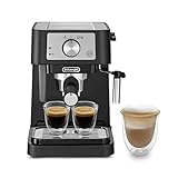 De'Longhi Stilosa EC 260.BK – traditionelle Siebträgermaschine inkl. Tamper, Espressomaschine mit professionellem Milchaufschäumer, für Espressopulver oder ESE Pads, 1 l Wassertank, schwarz