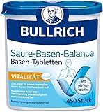 Bullrich Säure-Basen-Balance Basentabletten 450 Stück | Mit Zink für einen ausgeglichenen Säure-Basen-Haushalt | Vegan | Inkl. 24 pH-Teststreifen