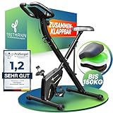 Neu Tretmann Hometrainer fahrrad Klappbar Set-extra bequem & leise- [RelaxFoam] bis 150KG Belastbar Ergometer, Heimtrainer fahrrad, Ergometer Heimtrainer Senioren, Spinning Bike Indoor, Fitnessbikes