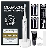 MEGASONEX Ultraschall-Zahnbürste M8 Set - zusätzlich inkl. Zahnpasta, Zungenaufsatz & 2 Bürstenköpfe Soft