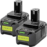 KUNLUN 2Stück 5,5Ah Ersatzakku für Ryobi 18V P108 Akku Li-ion Batterie Ryobi ONE+ RB18L50 RB18L40 RB18L25 BPL-1815 BPL-1820G BPL18151 BPL1820 P104 P105 P107 mit LED-Anzeige