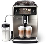 Saeco Xelsis Deluxe Kaffeevollautomat – WLAN-Konnektivität, 22 Kaffeespezialitäten, Intuitives 5'-Touchdisplay, 8 Benutzerprofile, Keramikmahlwerk, ‎Metall (SM8782/30)