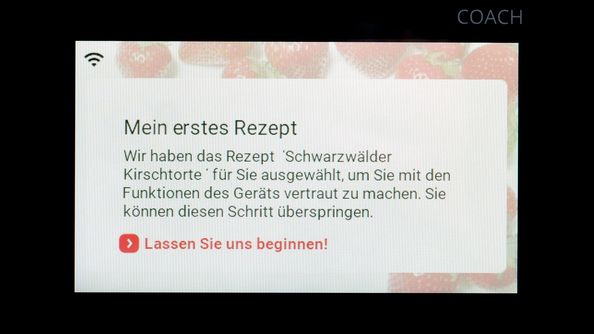 Touchscreen erstes Rezept