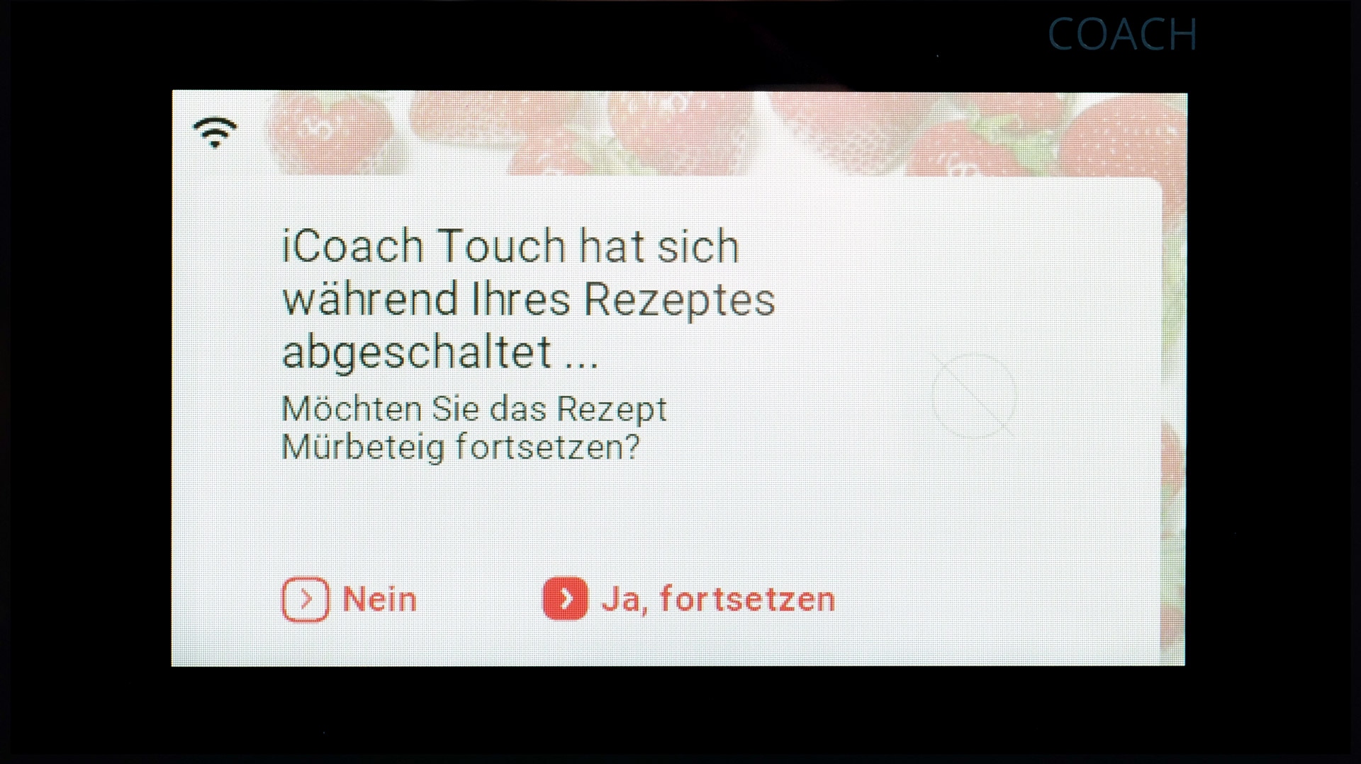 Touchscreen Programm fortsetzen