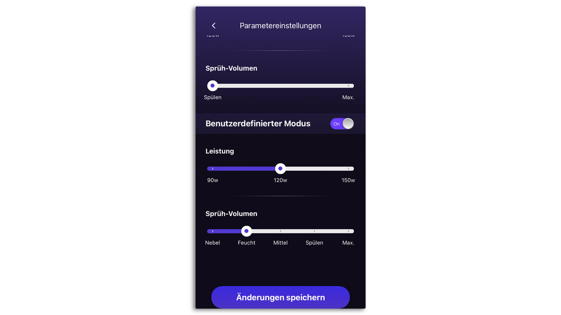 Screenshot Parametereinstellungen