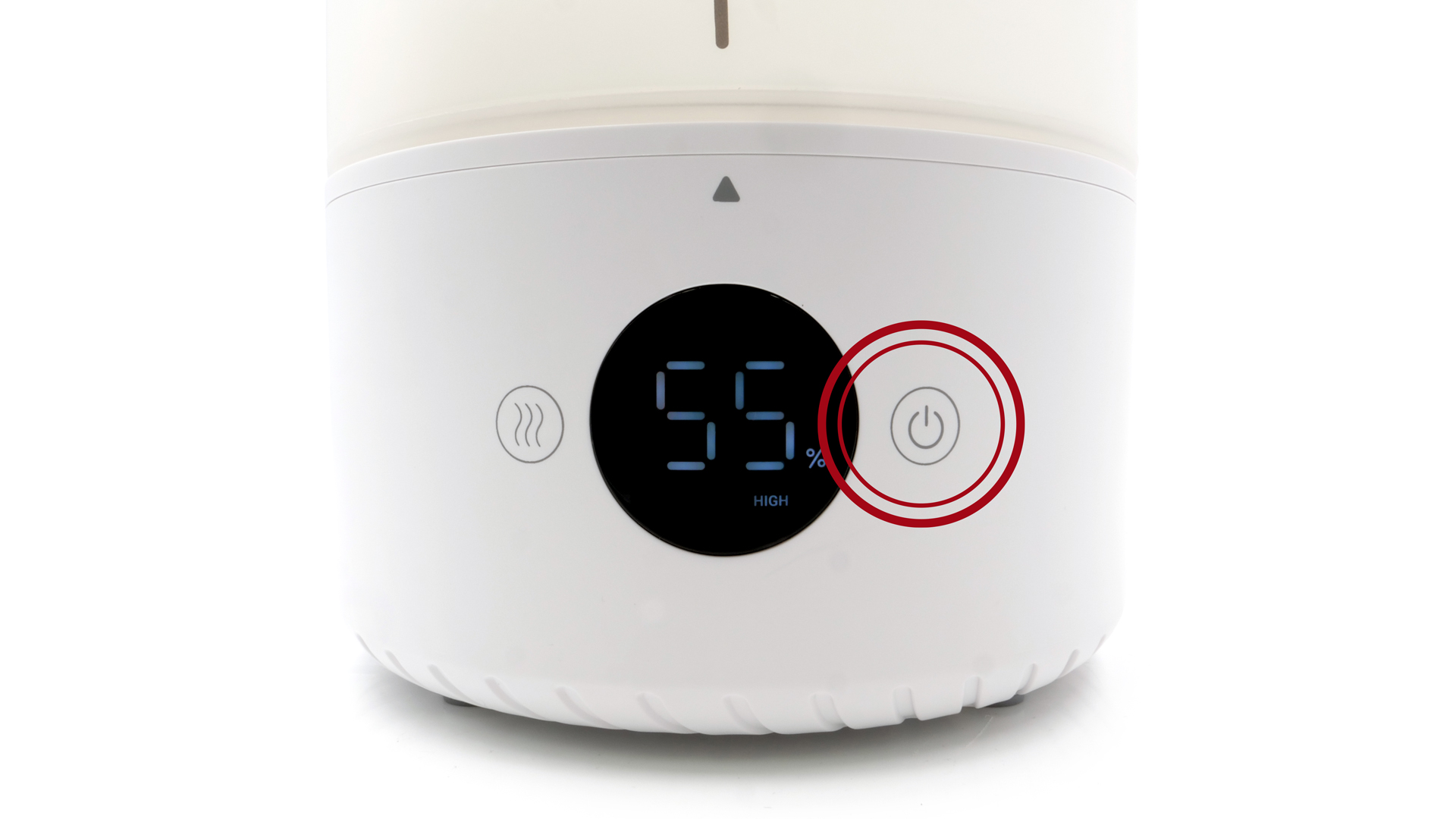 Das Touchpanel. Das oberste Touchelement mit dem An/Aus-Symbol ist eingekreist.