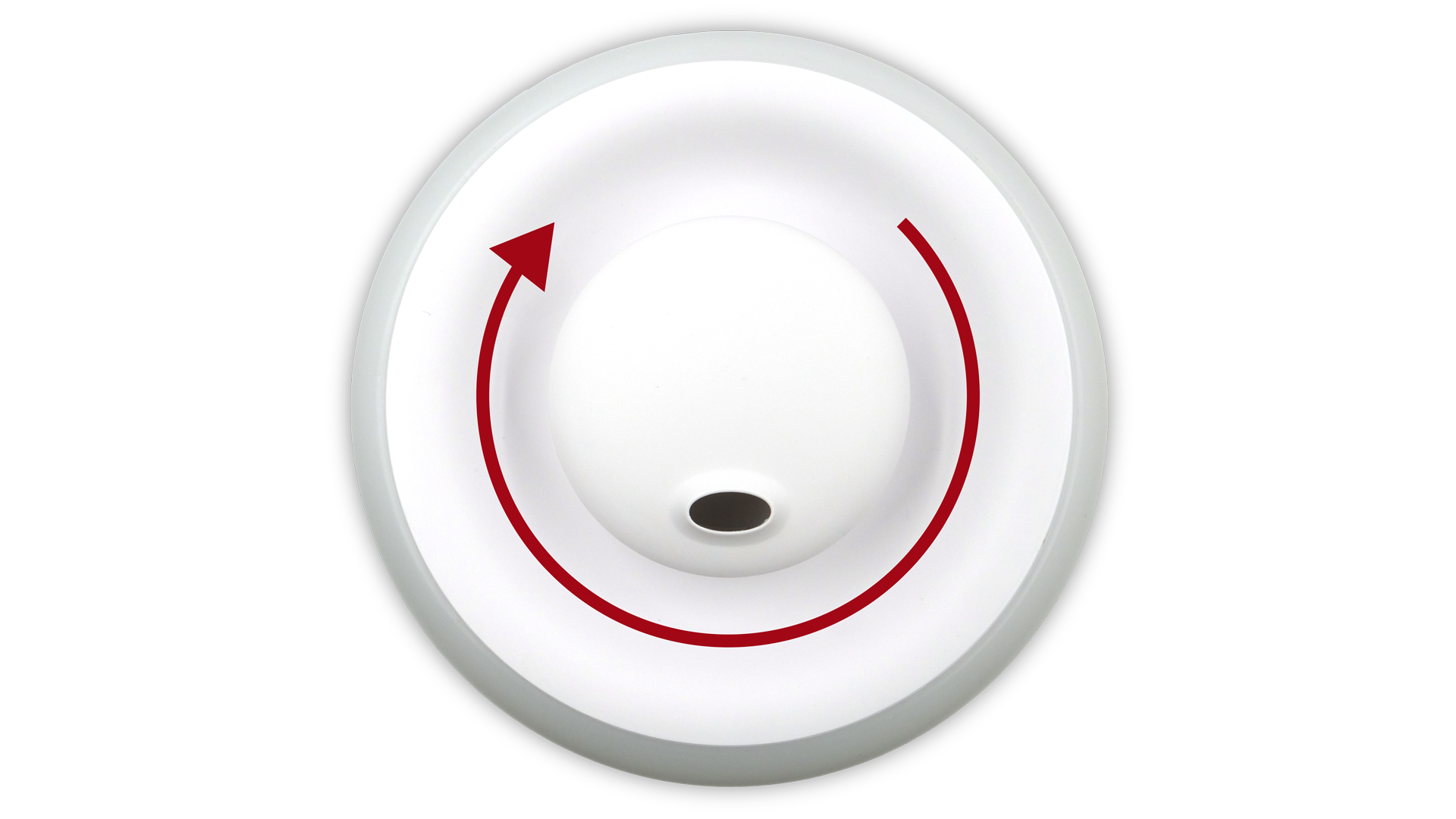 Ein rundes Bauteil an der Oberseite des Modells. Darum herum ist ein runder Pfeil eingezeichnet.