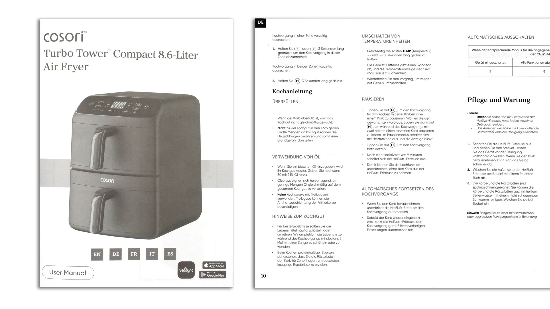 Ausschnitt aus der Bedienungsanleitung