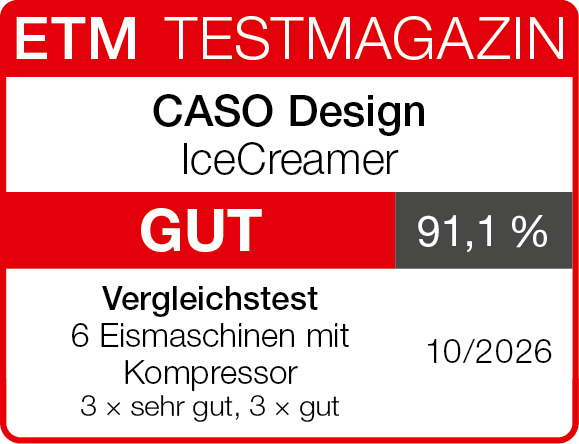 Testsiegel CASO Design IceCreamer &ndash; 91,1 %, gut