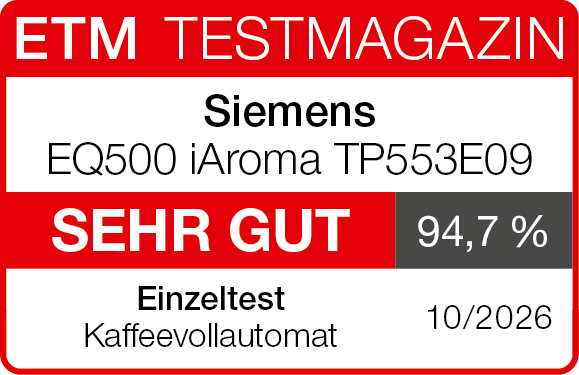 Bewertungssiegel Siemens EQ500 iAroma TP553E19