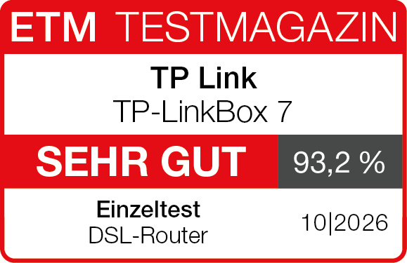 TP-LinkBox 7 – SEHR GUT 93,2 % – DSL-Router im Einzeltest – 10/2026
