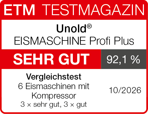Testsiegel Unold&reg; EISMASCHINE Profi Plus &ndash; 92,1 %, sehr gut