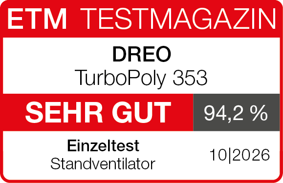 Bewertungssiegel DREO TurboPoly 353
