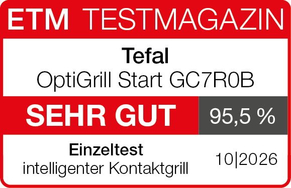 Bewertungssiegel des Tefal OptiGrill Start GC7R0B &ndash; 95,5 %, sehr gut