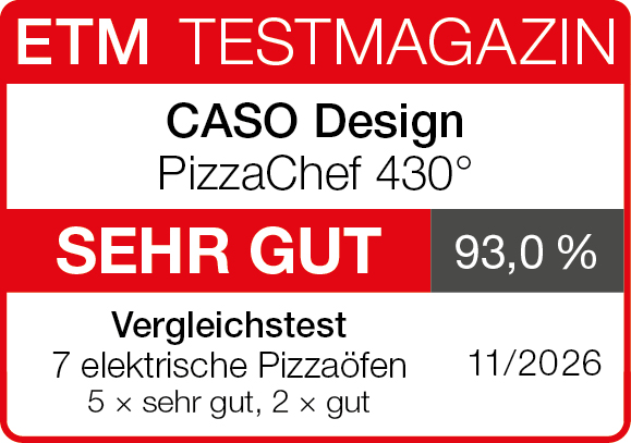 CASO Design PizzaChef 430&deg; &ndash; 93,0&thinsp;%, sehr gut &ndash; Bewertungssiegel