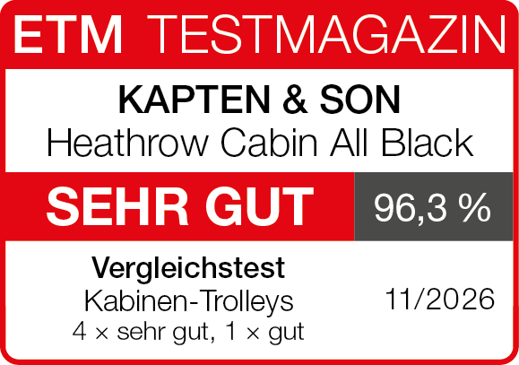 Testsiegel KAPTEN & SON Heathrow Cabin All Black – 96,3 %, sehr gut – Bewertungssiegel