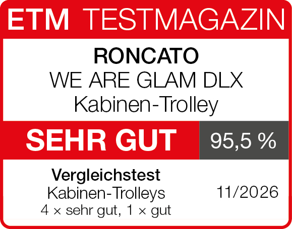Testsiegel RONCATO WE ARE GLAM DLX Kabinen-Trolley – 95,5 %, sehr gut – Bewertungssiegel