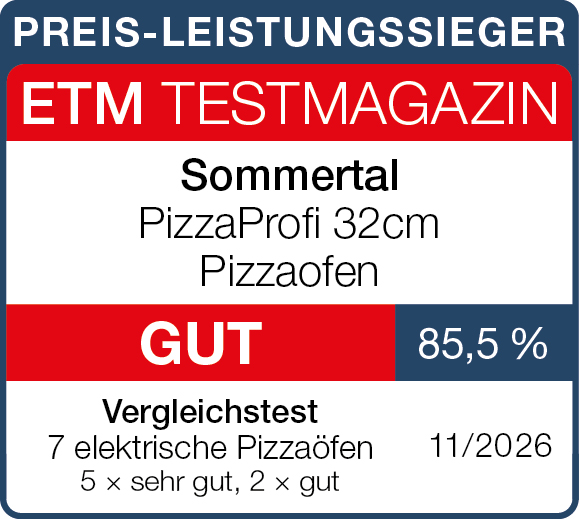 Sommertal PizzaProfi 32cm Pizzaofen &ndash; 85,5&thinsp;%, gut &ndash; Preis-Leistungssieger