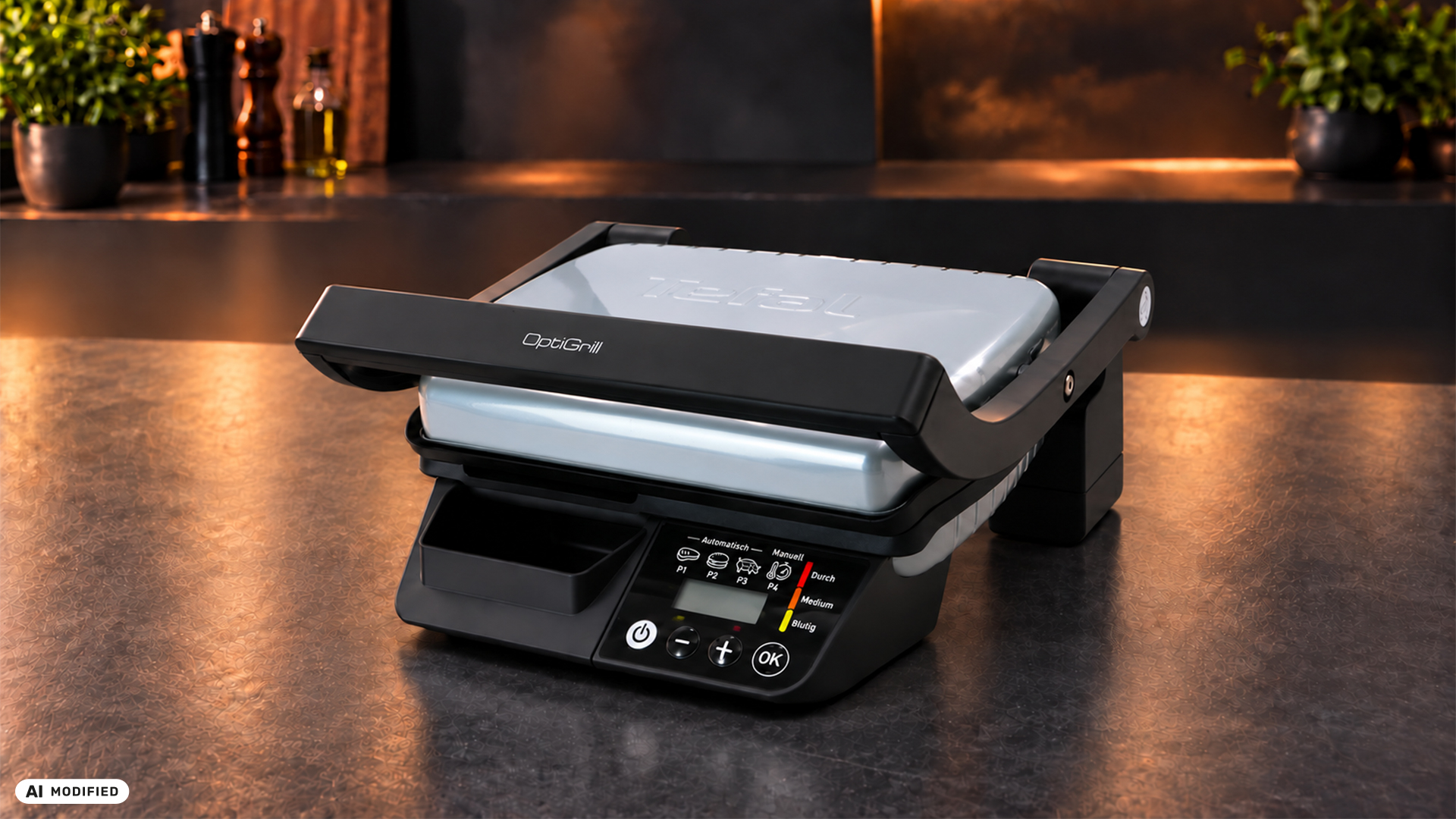 Tefal OptiGrill Start GC7R0B mit grau-schwarzem Geh&auml;use